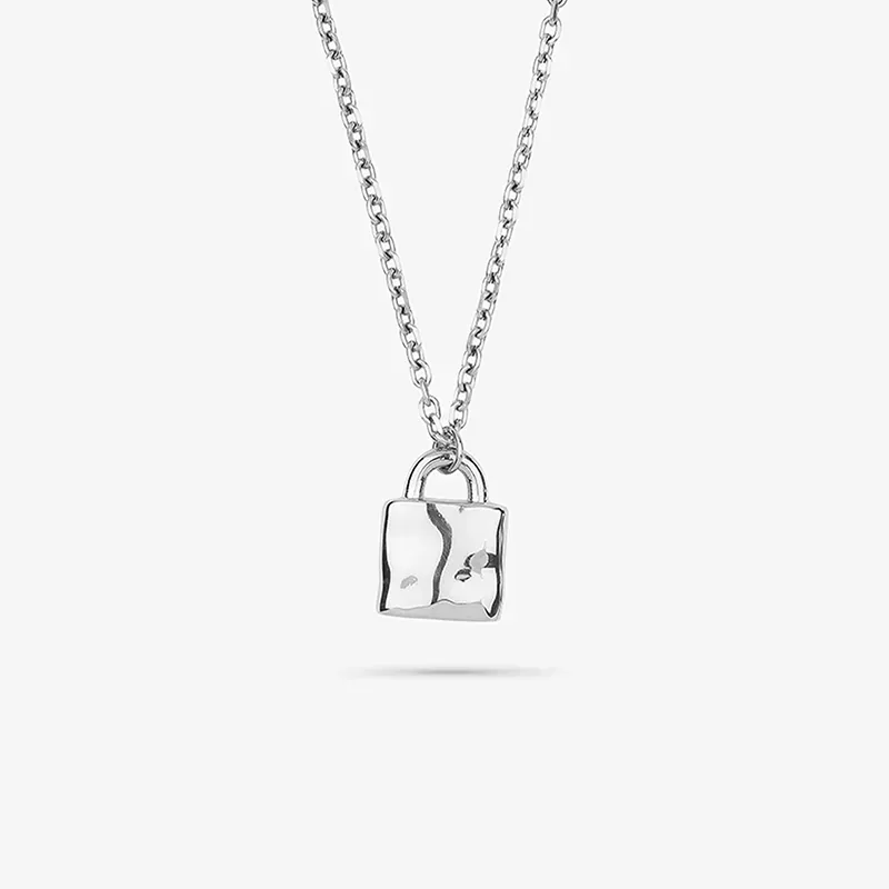 Collar Hombre Candado Padlock Plata
