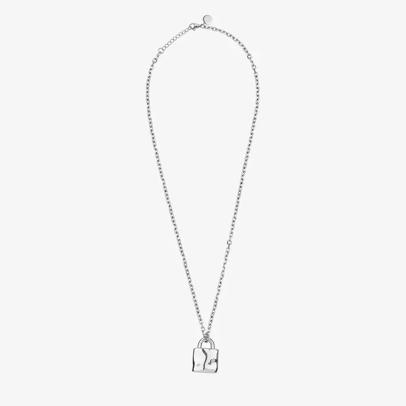 Collar Hombre Candado Padlock Plata