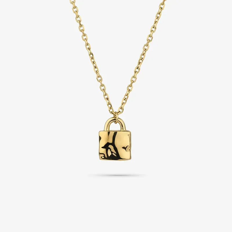 Collar Hombre Candado Padlock Oro