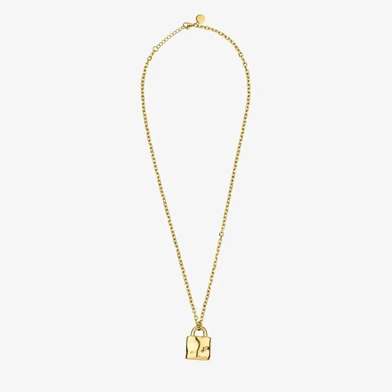 Collar Hombre Candado Padlock Oro