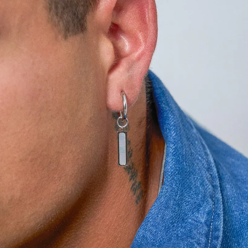 Pendiente Hombre Strong MOP Plata