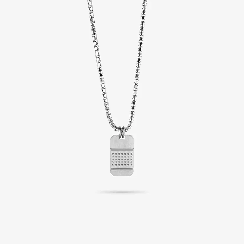 Collar Hombre Lombok Placa Silver | Estilo Contemporáneo y Versátil