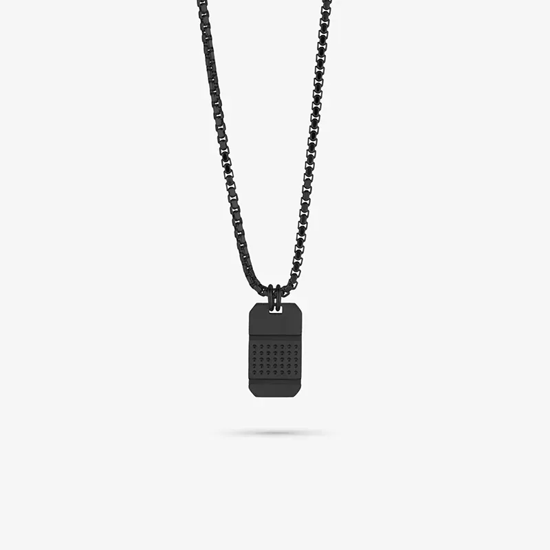 Collar Hombre Lombok Placa Negro | Modernidad y Sofisticación