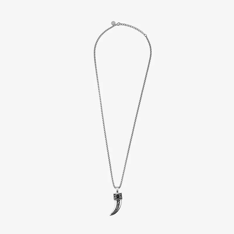 Collar Hombre Lombok Horn Plata | Estilo Audaz y Elegante