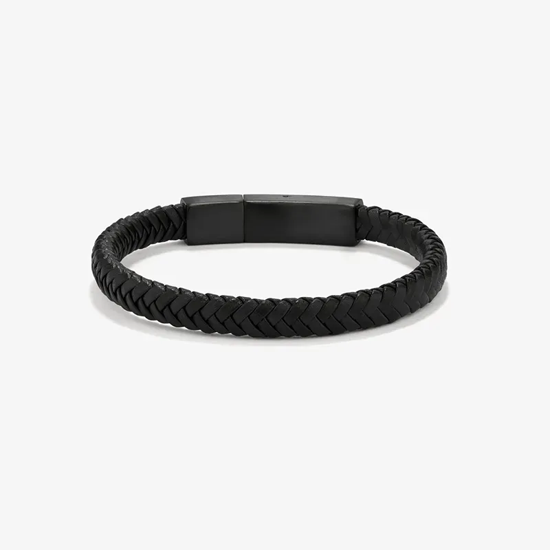 Pulsera Hombre Espiga Negro | Diseño Moderno y Atemporal