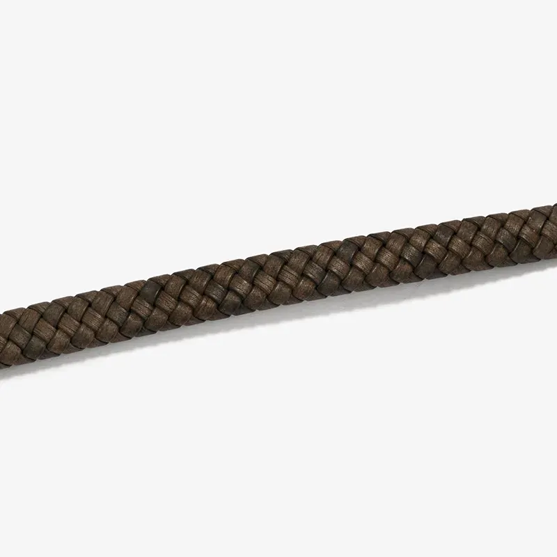 Pulsera Hombre Trama Chocolate/Plata | Cuero de Alta Calidad