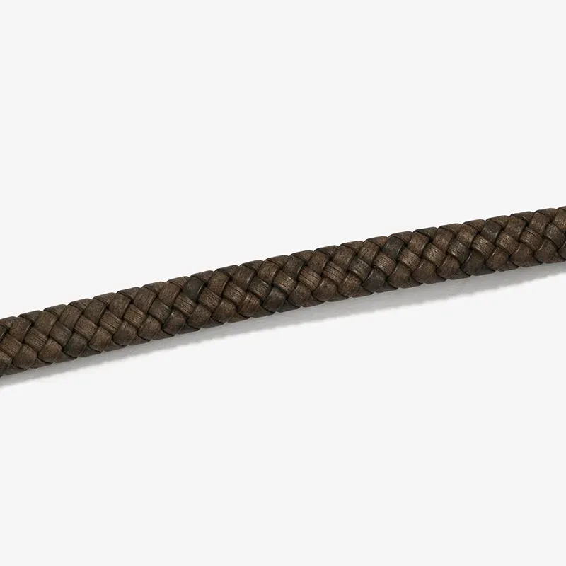 Pulsera Hombre Trama Chocolate/Negro | Cuero y Acero Modernos