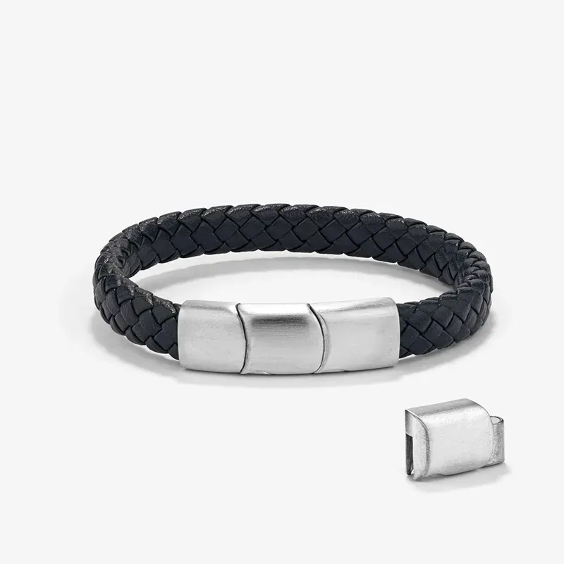 Pulsera Hombre Trama Azul | Cuero y Diseño Moderno