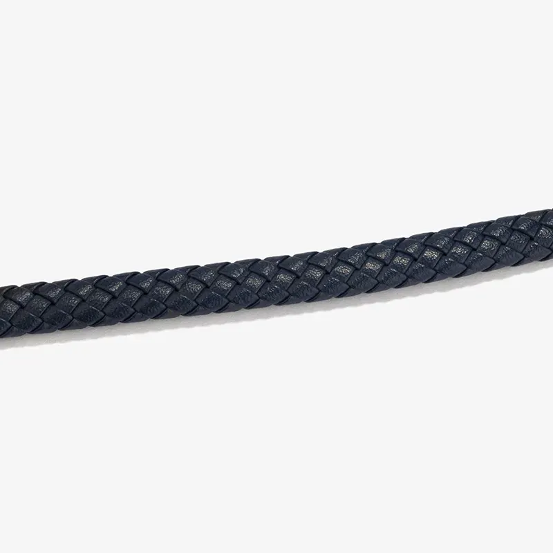 Pulsera Hombre Trama Azul | Cuero y Diseño Moderno