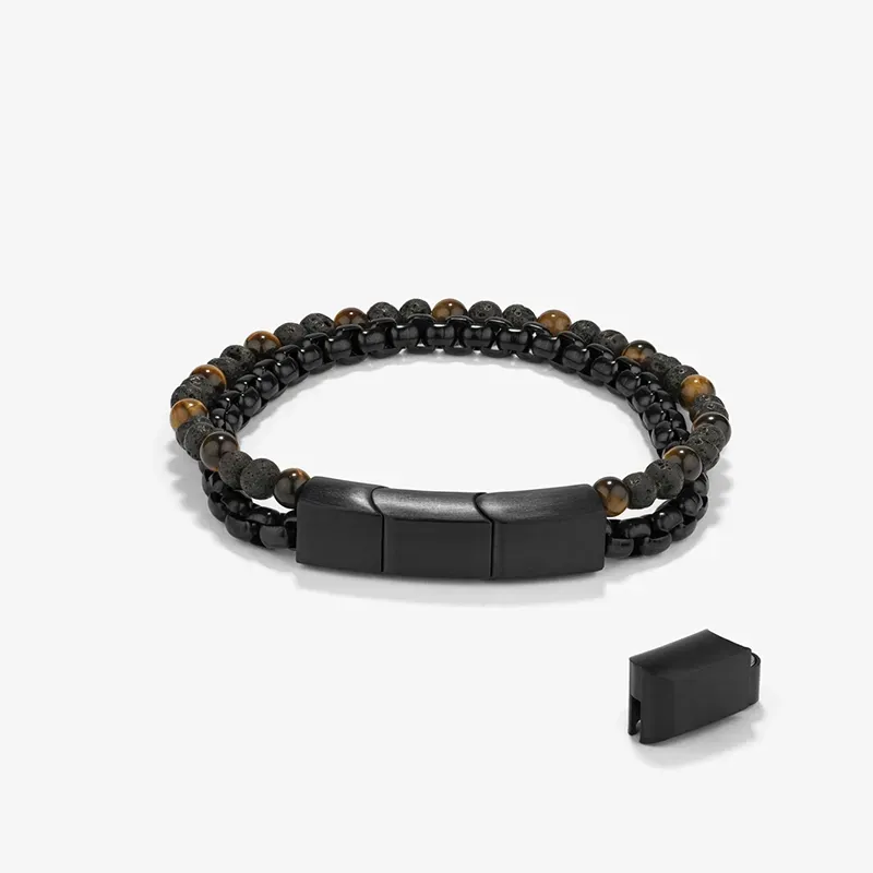 Pulsera Hombre Bali Beads Negro | Estilo Elegante y Funcional