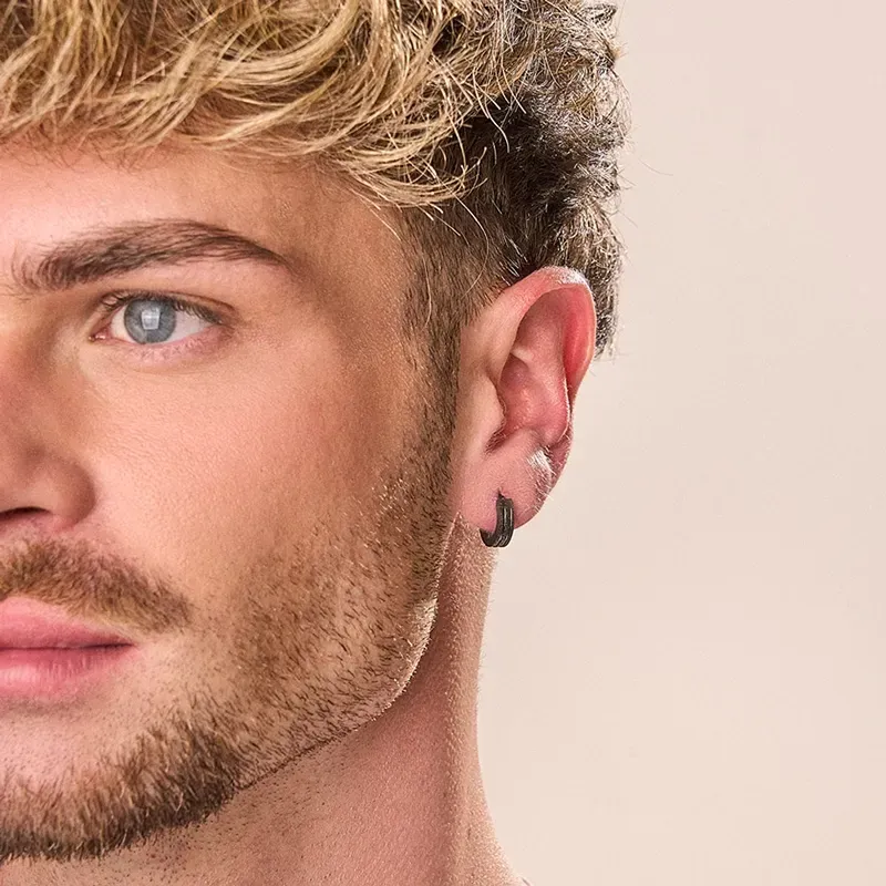Pendientes Hombre Atlante Loop Negro | Modernidad y Estilo