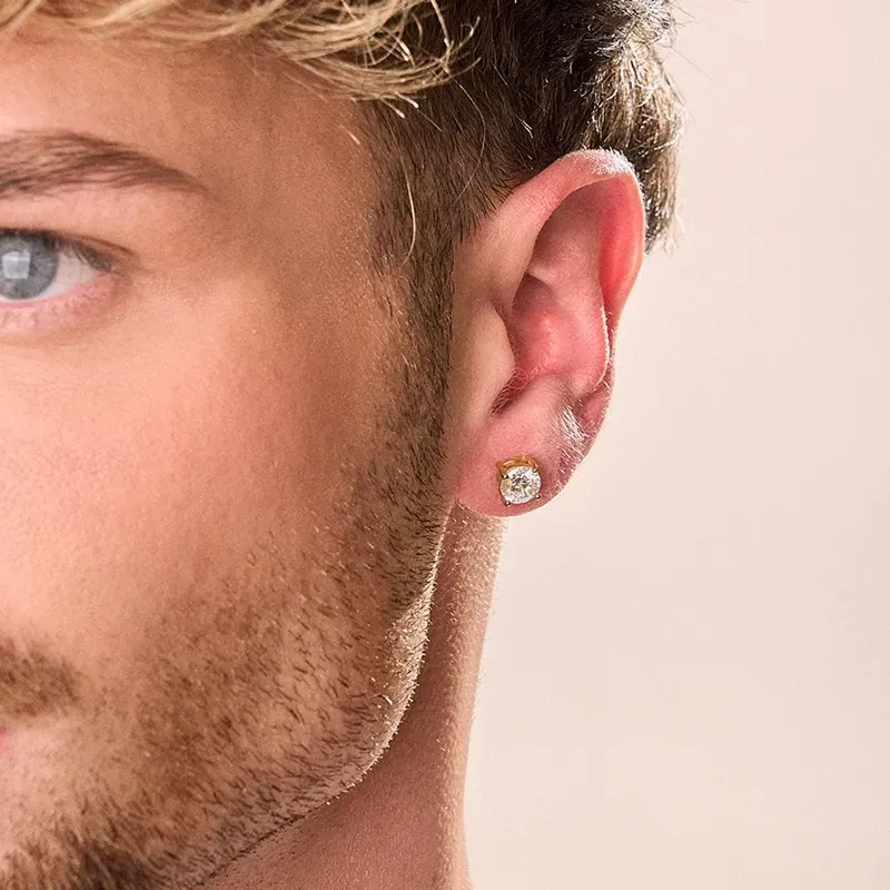 Pendientes Hombre Atlante Diamond Oro | Elegancia Brillante