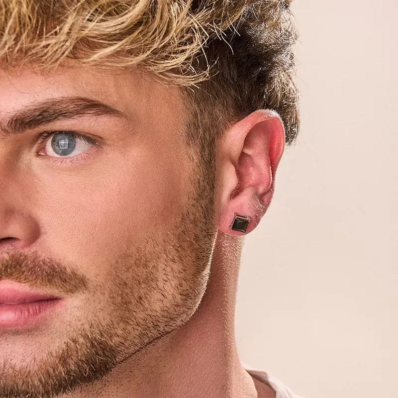 Pendientes Hombre Atlante Onyx Plata | Refinamiento y Distinción