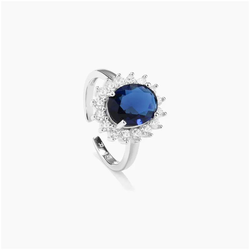 Anillo de Plata Circonitas Azul colección THE CROWN Radiant