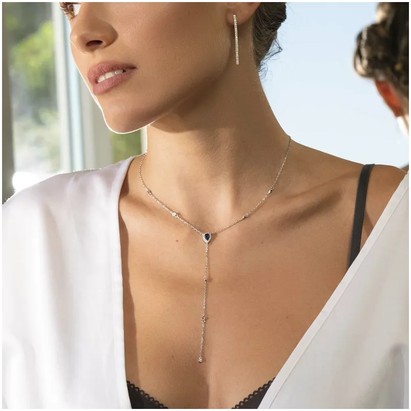 Collar Largo de Plata Circonitas colección CROWN Radiant