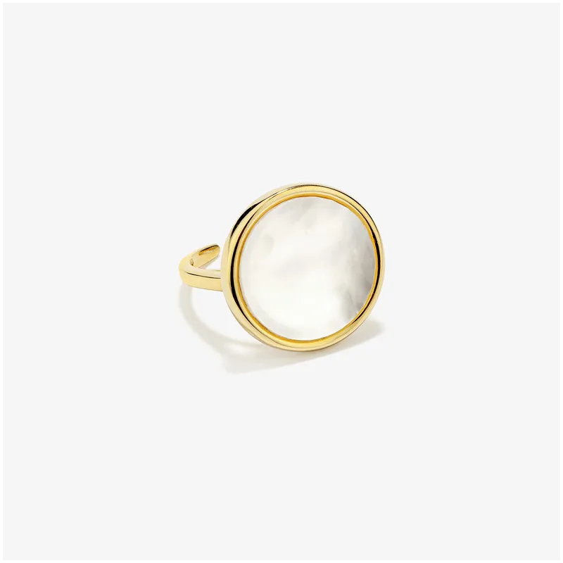 Anillo Redondo de Oro con Perla MOTHER OF PEARL Radiant