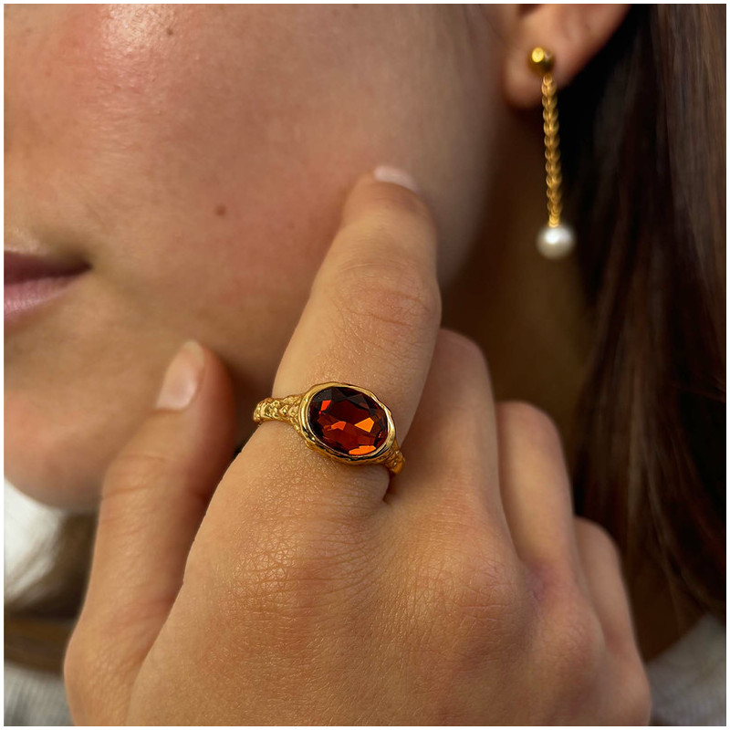 Anillo de Oro Cristal Caramelo colección TEXTURES Radiant