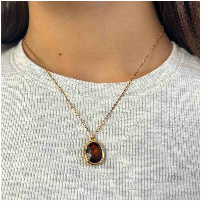 Collar de Oro Cristal Caramelo colección TEXTURES Radiant