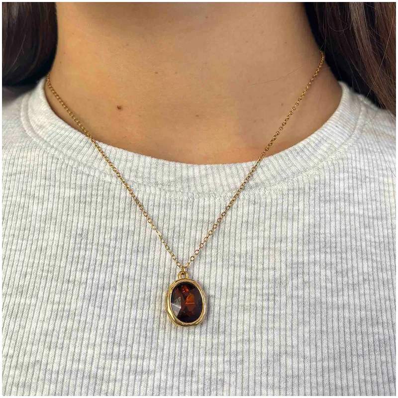 Collar de Oro Cristal Caramelo colección TEXTURES Radiant