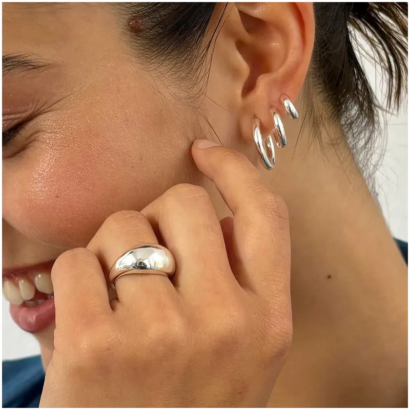 Pendientes de aro de plata Radiant