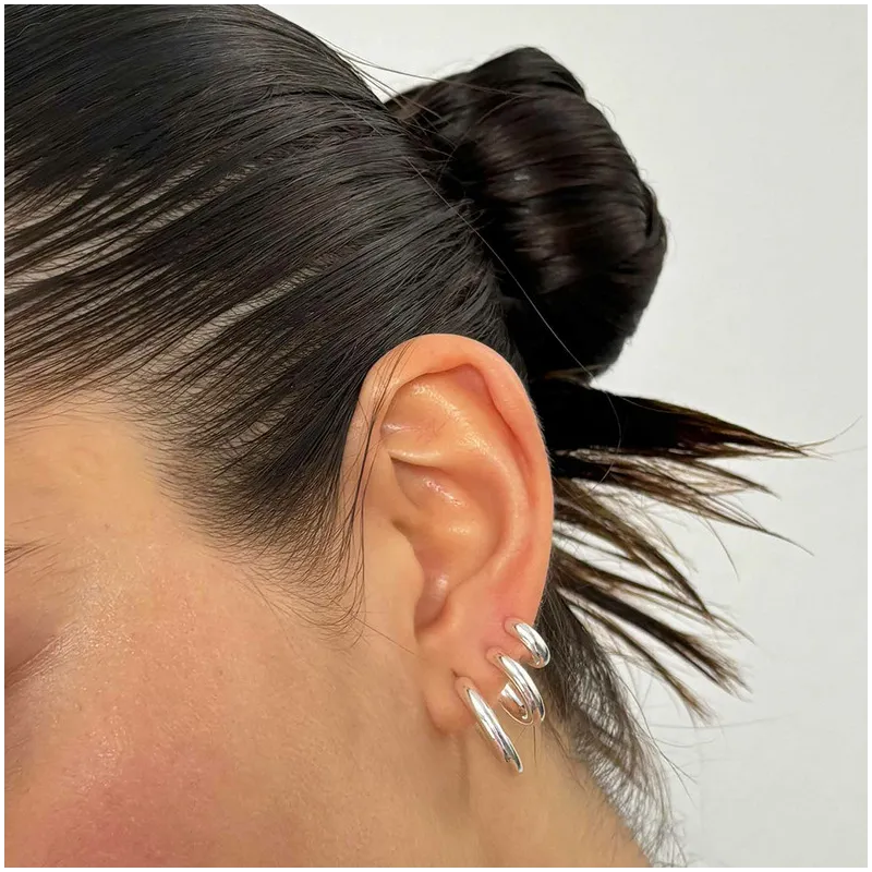 Pendientes de aro grande de plata Radiant