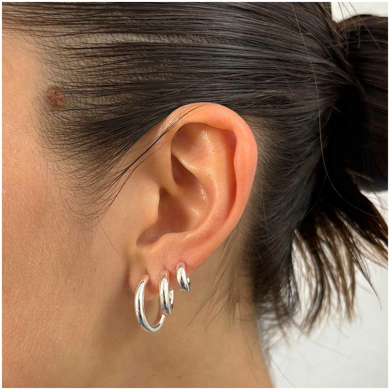 Pendientes de aro grande de plata Radiant