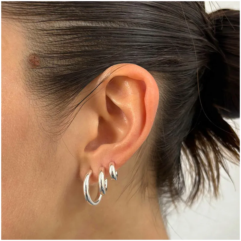 Pendientes de aro grande de plata Radiant