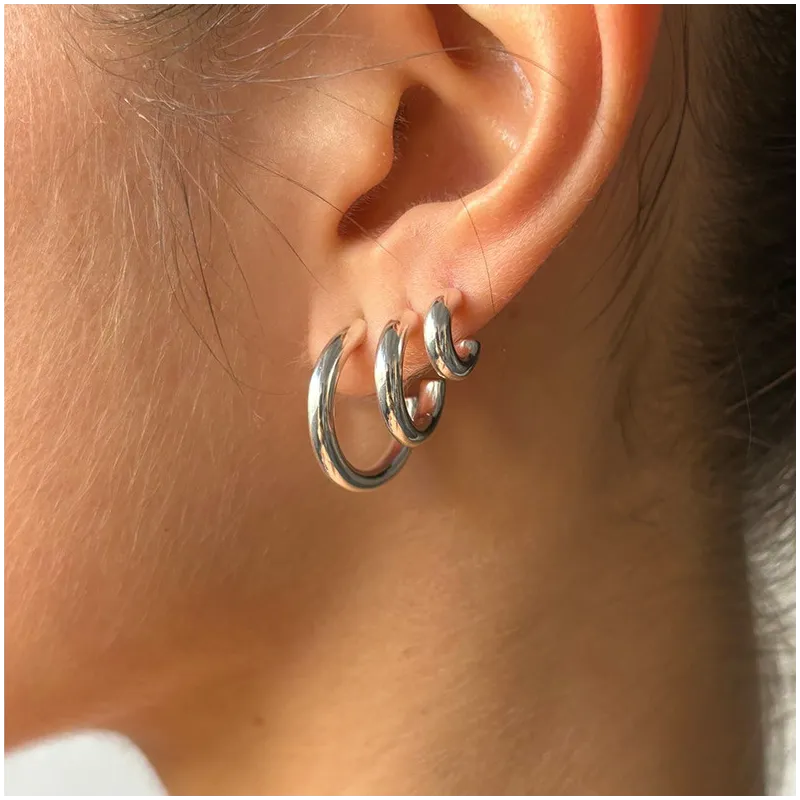 Pendientes de aro grande de plata Radiant