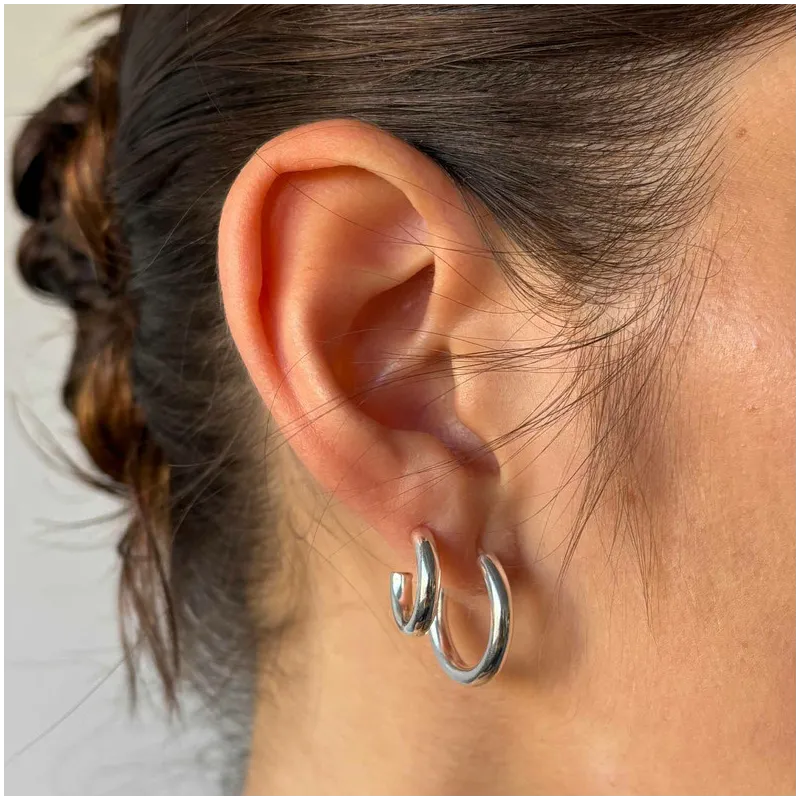 Pendientes de aro grande de plata Radiant