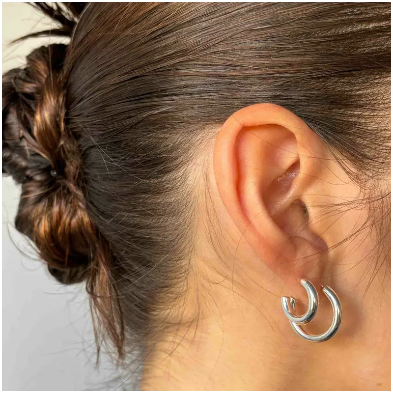 Pendientes de aro grande de plata Radiant