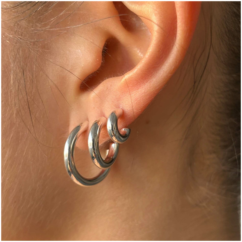 Pendientes de aro grande de plata Radiant