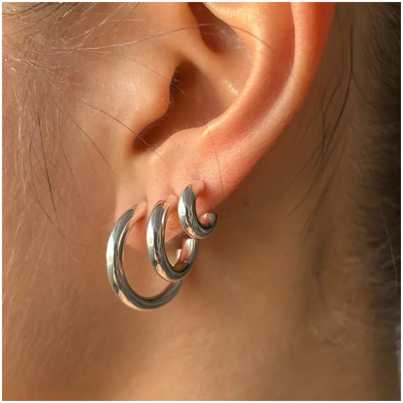 Pendientes de aro grande de plata Radiant