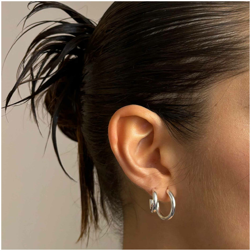 Pendientes de aro grande de plata Radiant