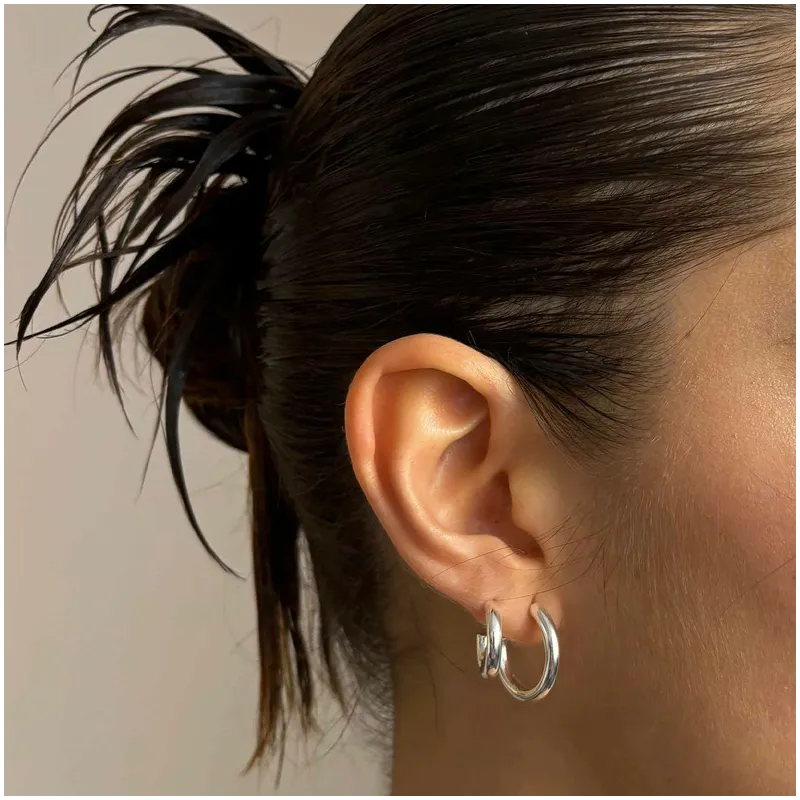 Pendientes de aro grande de plata Radiant