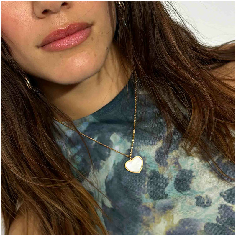 Collar Colgante Corazón Oro Madreperla
