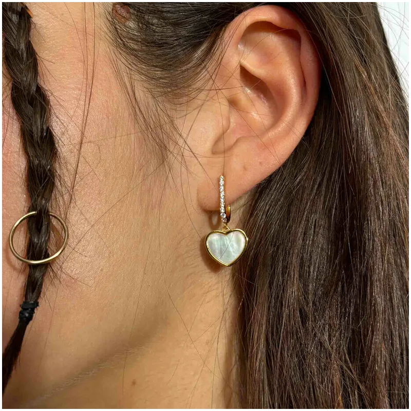 Pendientes Aro Corazón Madreperla