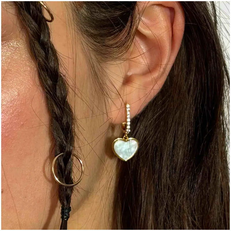 Pendientes Aro Corazón Madreperla