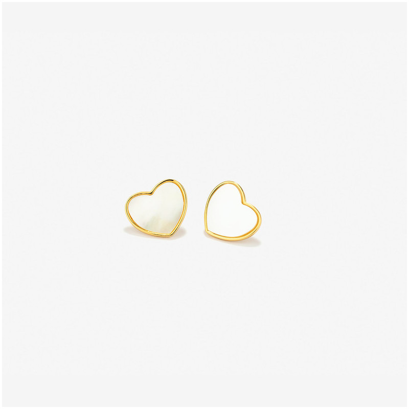 Pendientes Botón Oro Madreperla