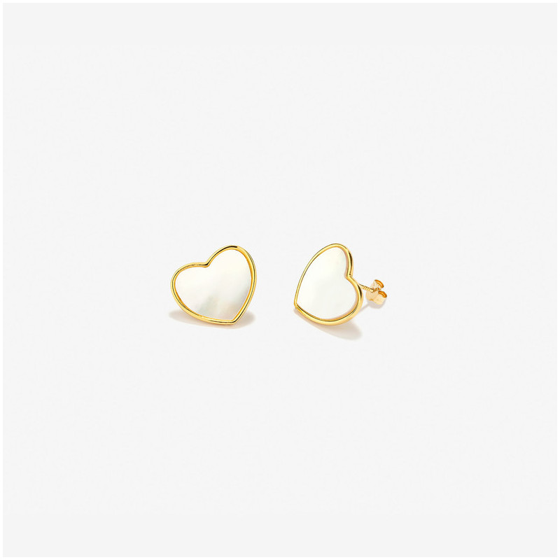 Pendientes Botón Oro Madreperla