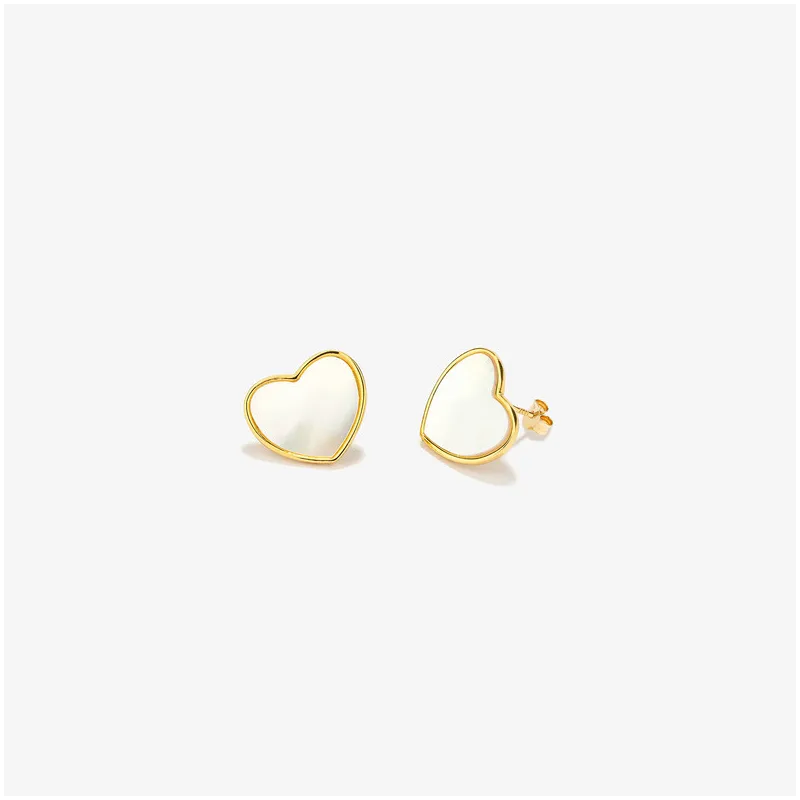 Pendientes Botón Oro Madreperla