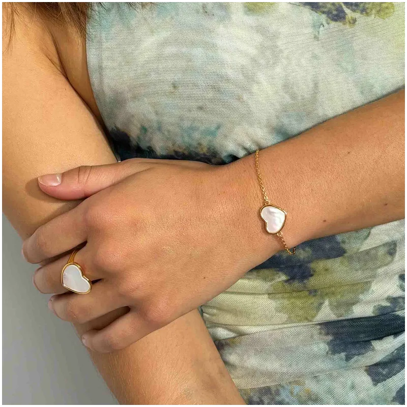 Pulsera Corazón Oro Madreperla