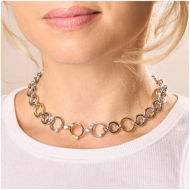 Collar Mujer Zendaya Bitone | Diseño Contemporáneo en Dos Tonos
