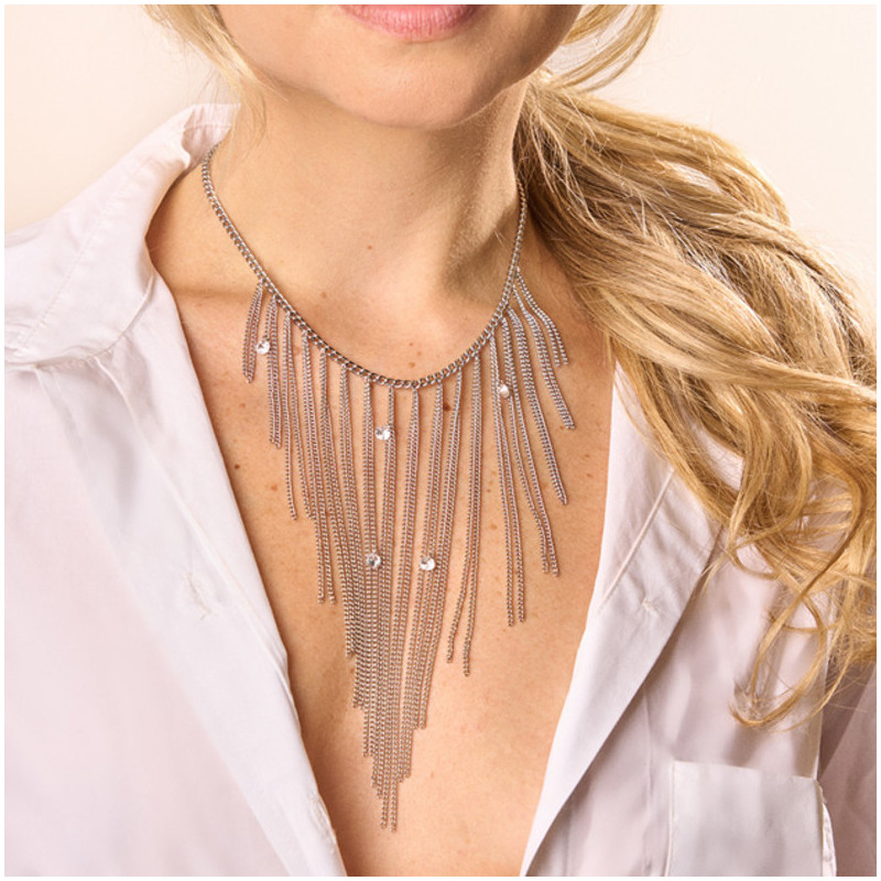 Collar Mujer Myfair Fringe Plateado | Diseño Contemporáneo con Flecos