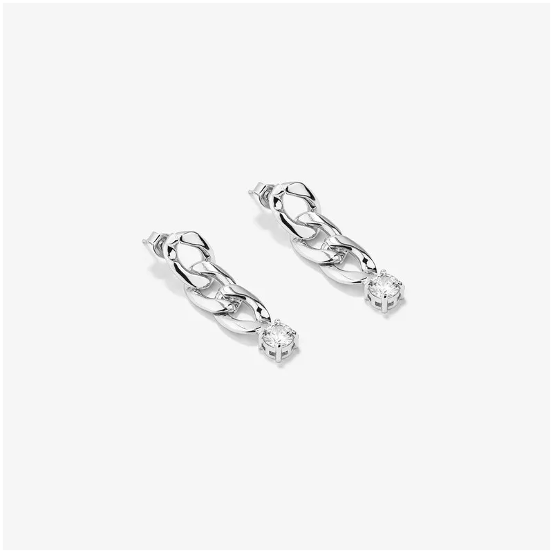Pendientes Mujer Gaga Chain Plateados | Cadenas Plateadas Sofisticadas