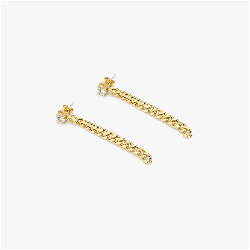 Pendientes Mujer Largos Gaga Dorados | Cadenas Doradas Sofisticadas