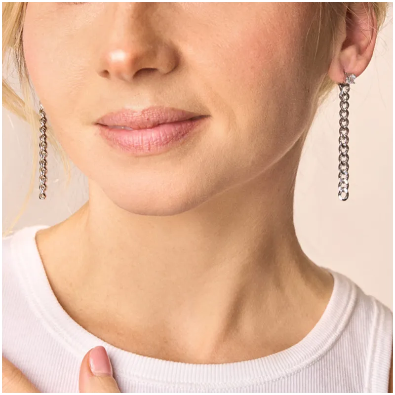 Pendientes Mujer Largos Gaga Plateados | Diseño Moderno con Cadenas