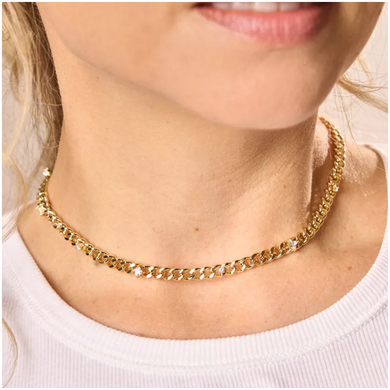 Collar Mujer Gaga Dorado | Eslabones Dorados de Estilo Moderno