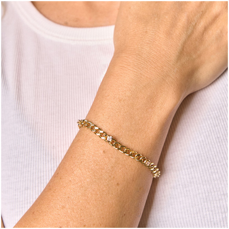 Pulsera Mujer Gaga Dorada | Maxi Eslabones Dorados Modernos