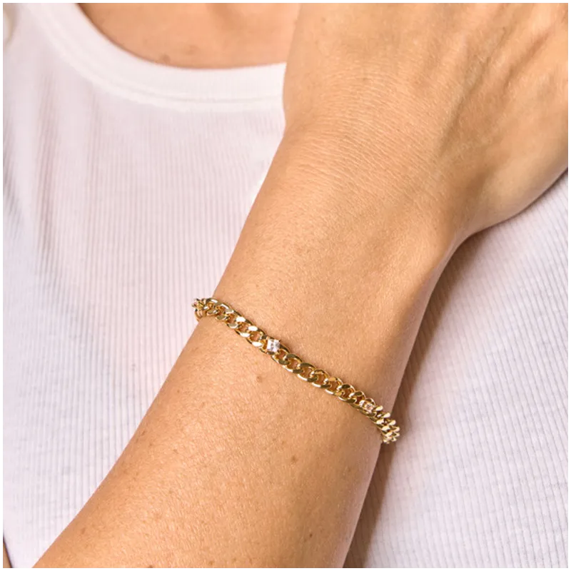 Pulsera Mujer Gaga Dorada | Maxi Eslabones Dorados Modernos