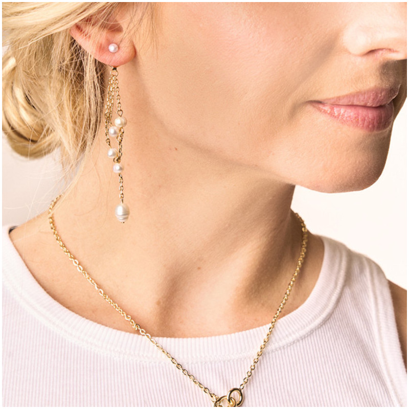 Pendientes Mujer Bridgerton Pearl Dorados | Diseño Elegante con Perla
